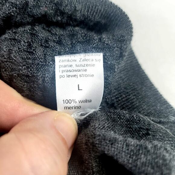 Lentier 100% Merino Wool Gray 1/4 Zip Sweater Men's SZ L - Picture 7 of 7